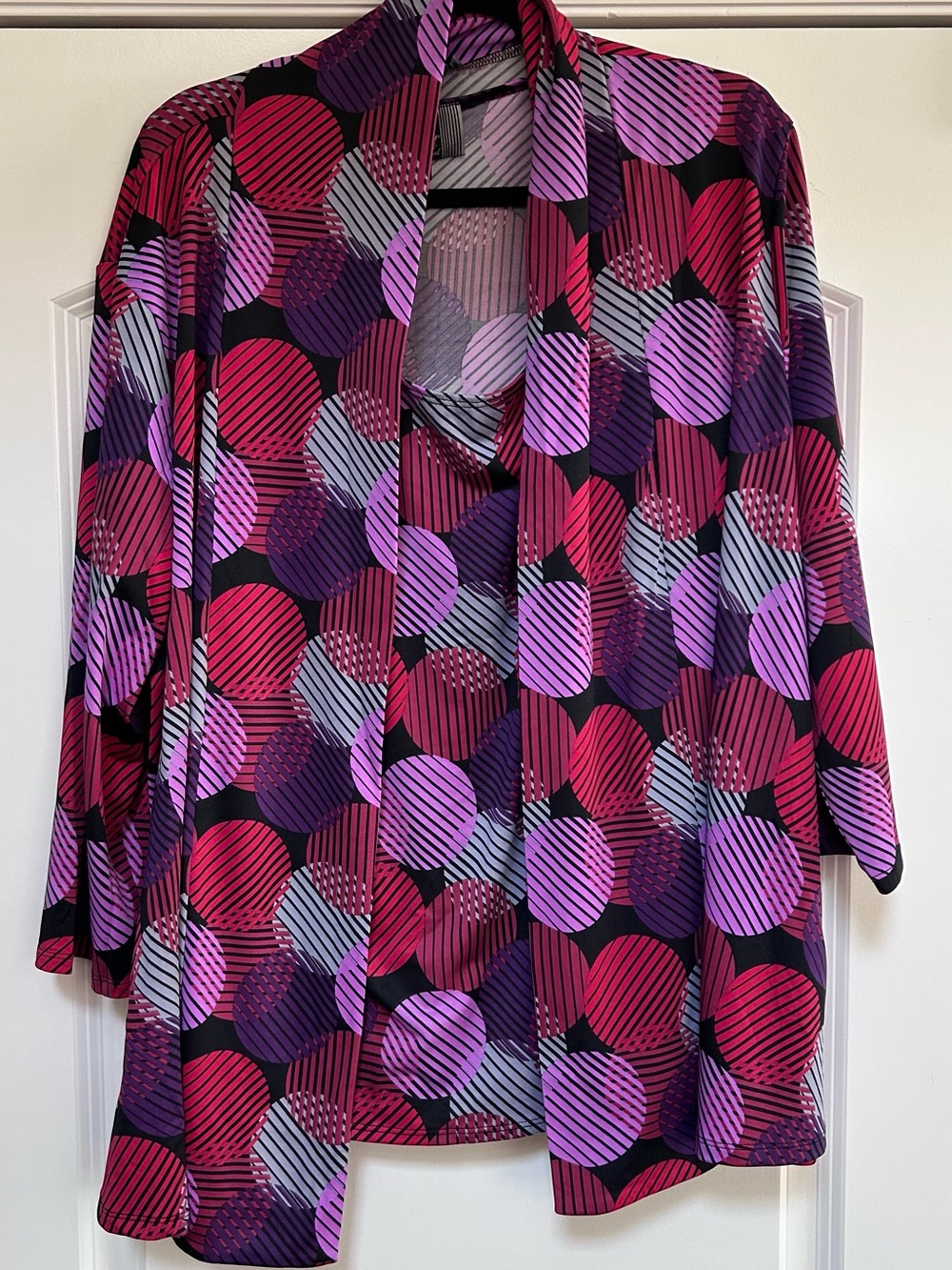 NWOT Slinky Brand 1X Womens 2 Piece Set Cardigan Tank Top Blouse Travel liquid